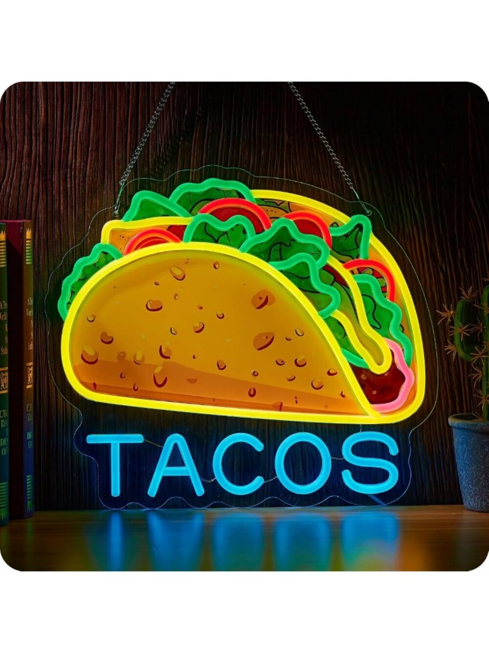 Neon Taco Sign Wall Decor | LED Lights for Mexican Restaurant & Home Bar